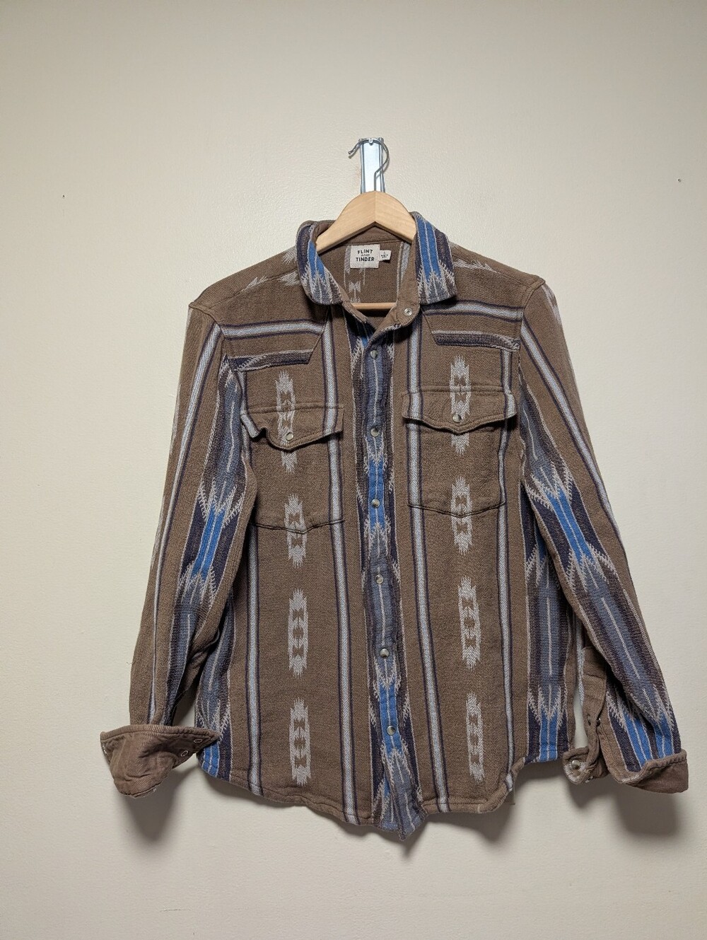 Flint and Tinder Cotton Jacquard Shirt Jacket Large Western Shacket To - Picture 6 of 9